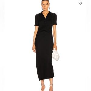 Helmut Lang Black Core Ribbed Polo Maxi Dress - Rare Retro Hype Y2K Ruffle Hem